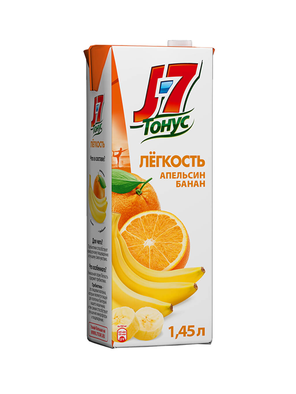картинка Напиток сокосодержащий J7 Легкость с пребиотиком Апельсин-Банан 1,45 л т/пак