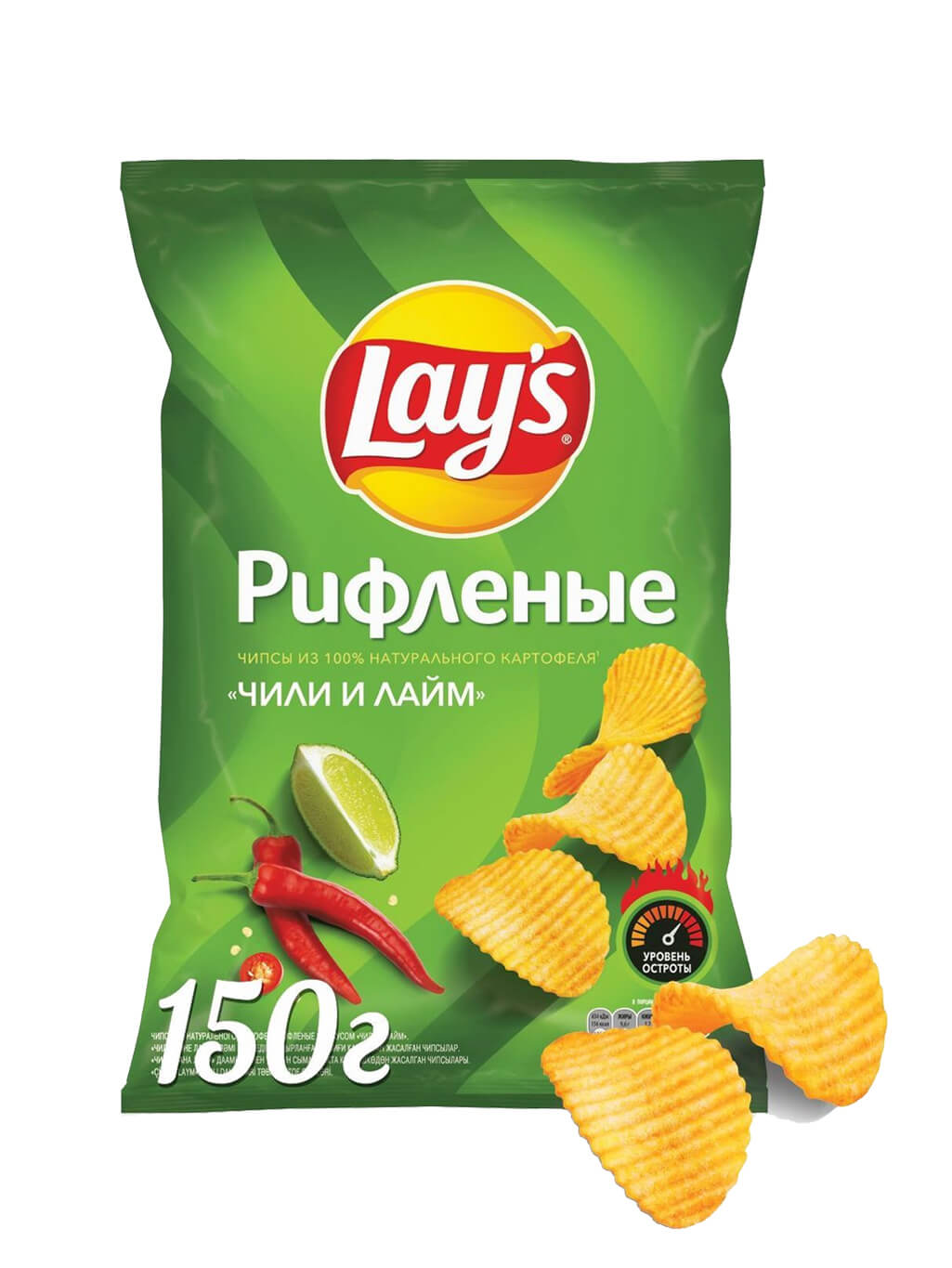 картинка Лэйс Lay's Рифленые чипсы картофельные Чили и лайм 150 гр
