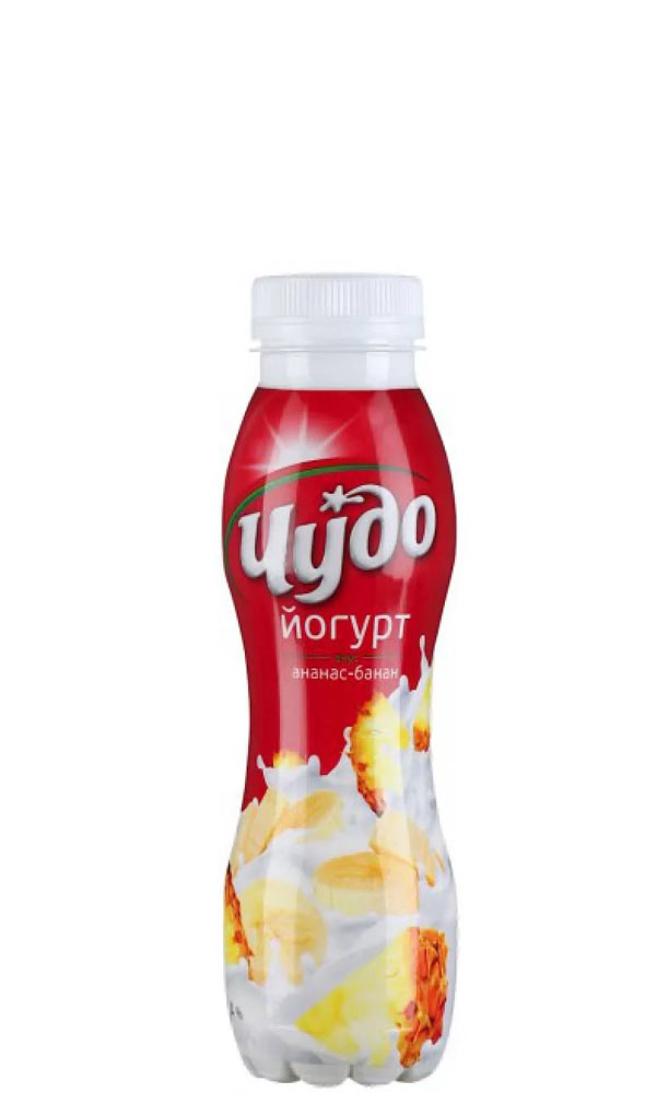 картинка Йогурт питьевой "Чудо" Ананас - банан 2.4% 270 гр. 