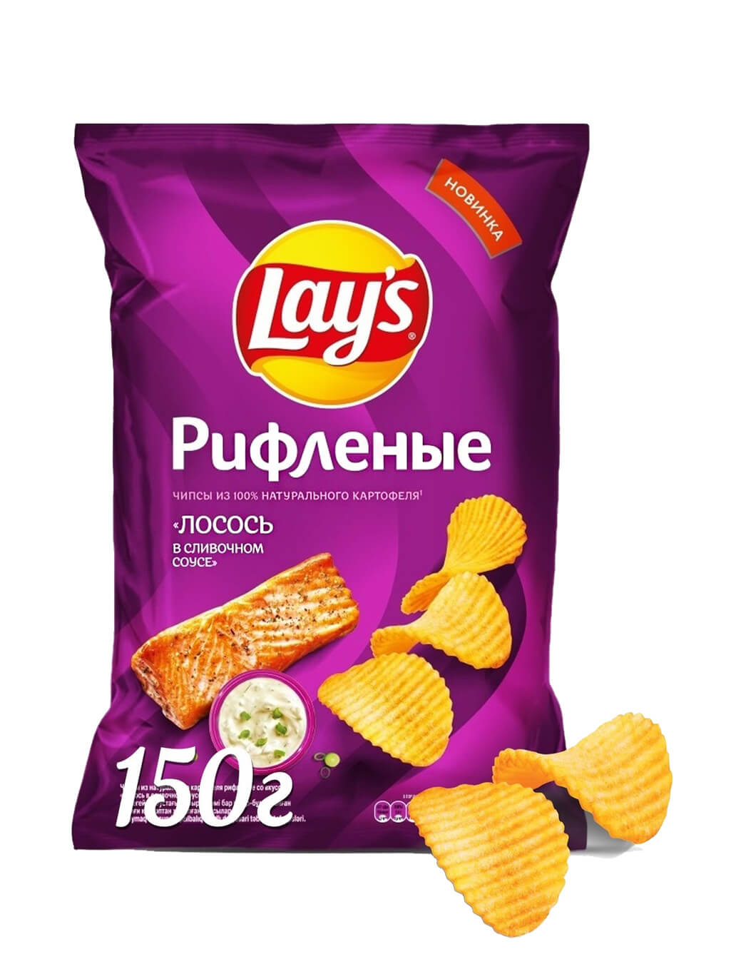 картинка Лэйс Lay's Рифленые чипсы картофельные Лосось в сливочном соусе 150 гр