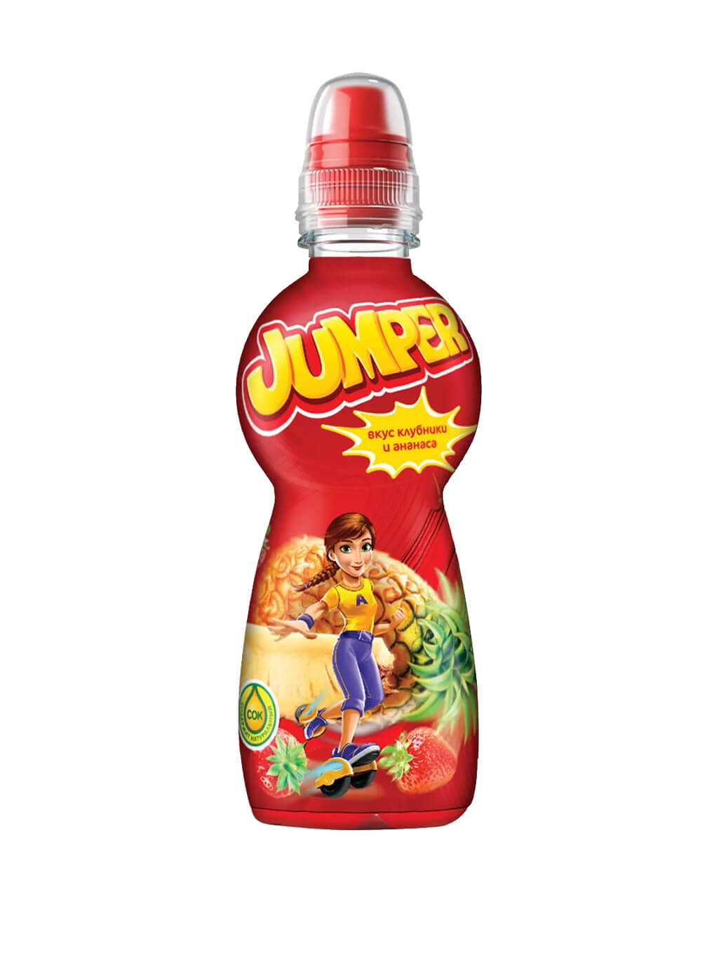 картинка Jumper негазированный фруктово-ягодный напиток с соком клубника и ананас (0,33х12)