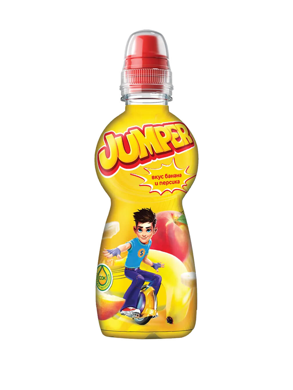 картинка Jumper негазированный фруктово-ягодный напиток с соком банан и персик (0,33х12)