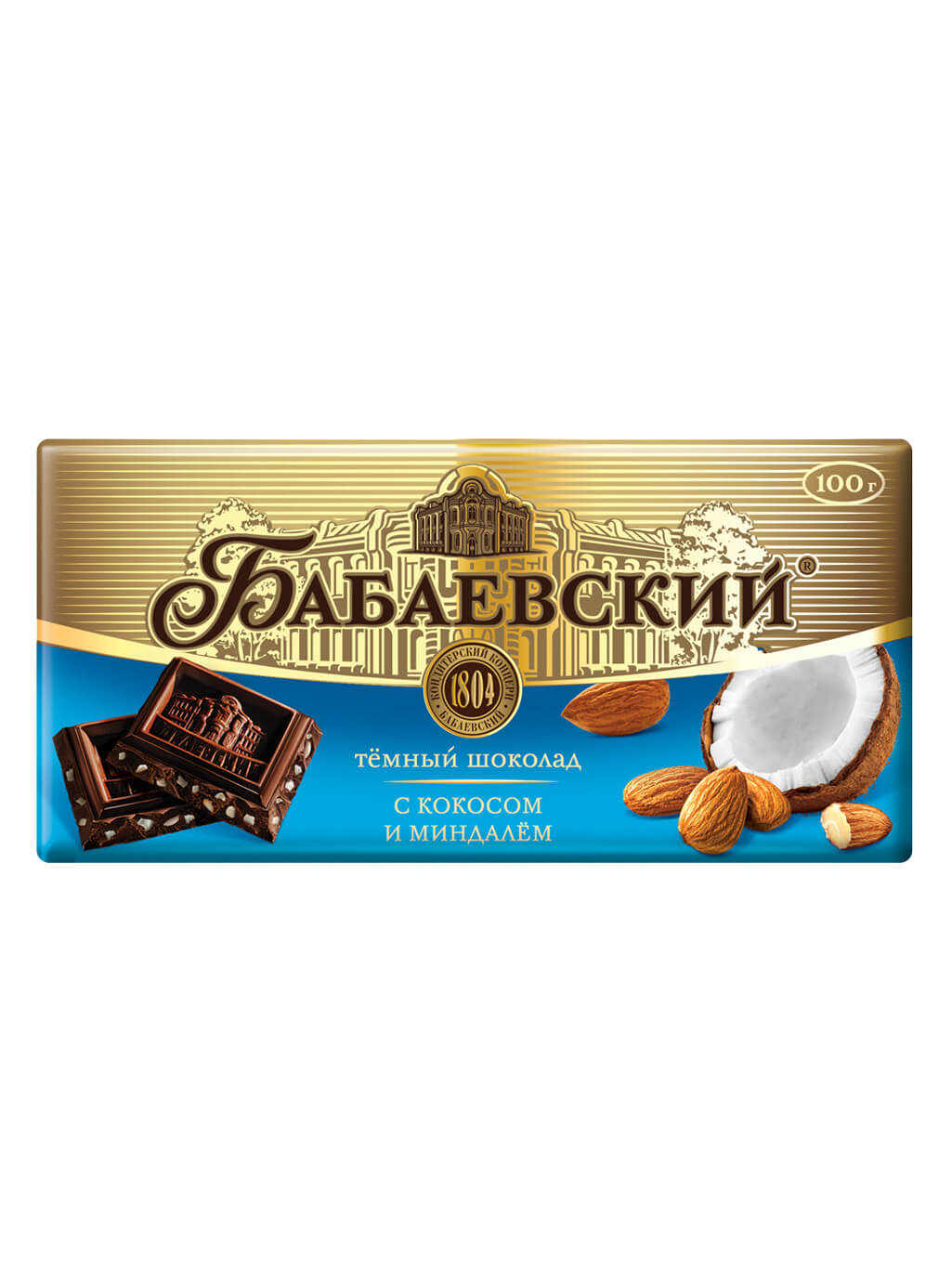 картинка Шоколад темный Бабаевский с Кокосом и миндалем плитка 100 гр