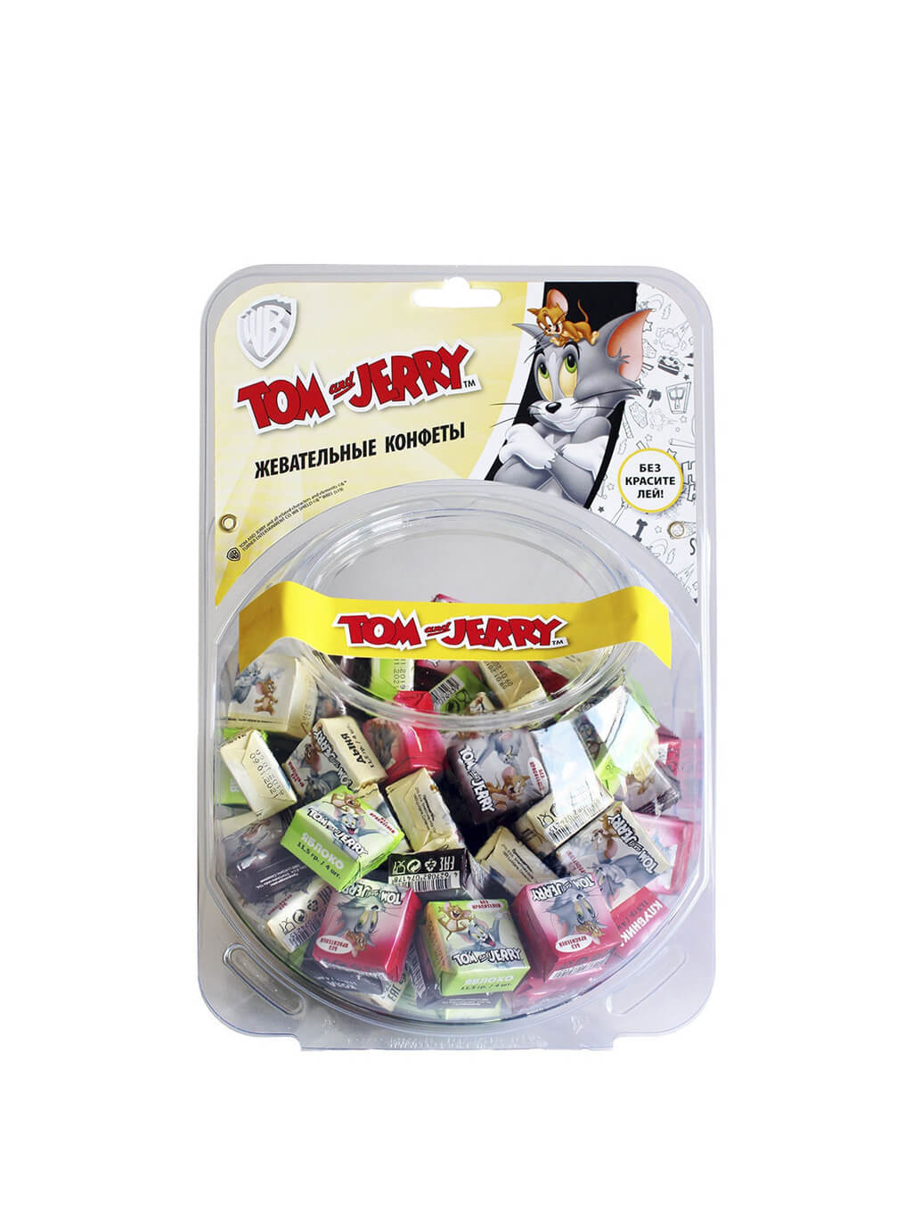 картинка Tom and Jerry конфеты жевательные Микс вкусов 6х1 (120*11,5г) сфера флоу-пак