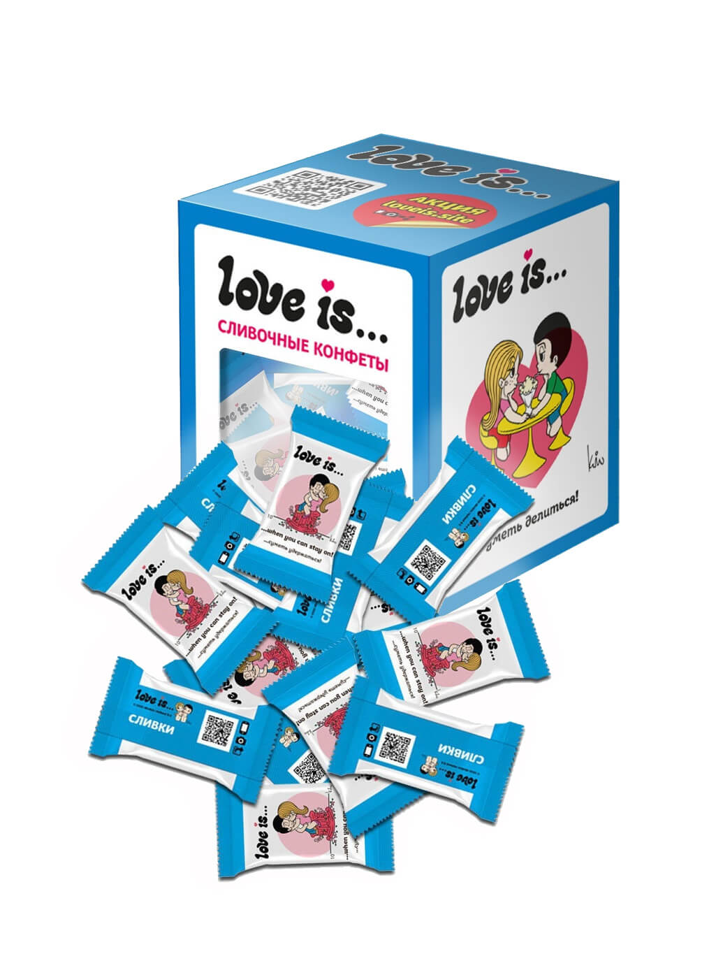 картинка Сливочные жевательные конфеты "Love is.."  со вкусом сливок 105г