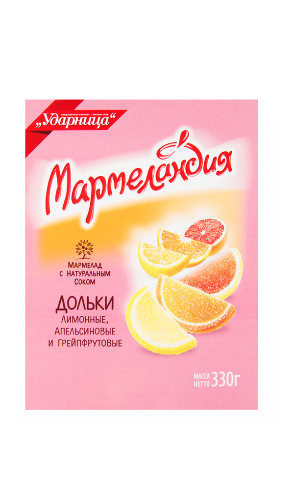 картинка Мармелад т.м. "Мармеландия" "Апельсиновые, лимонные, грейпфрутовые дольки" фас. 1/330