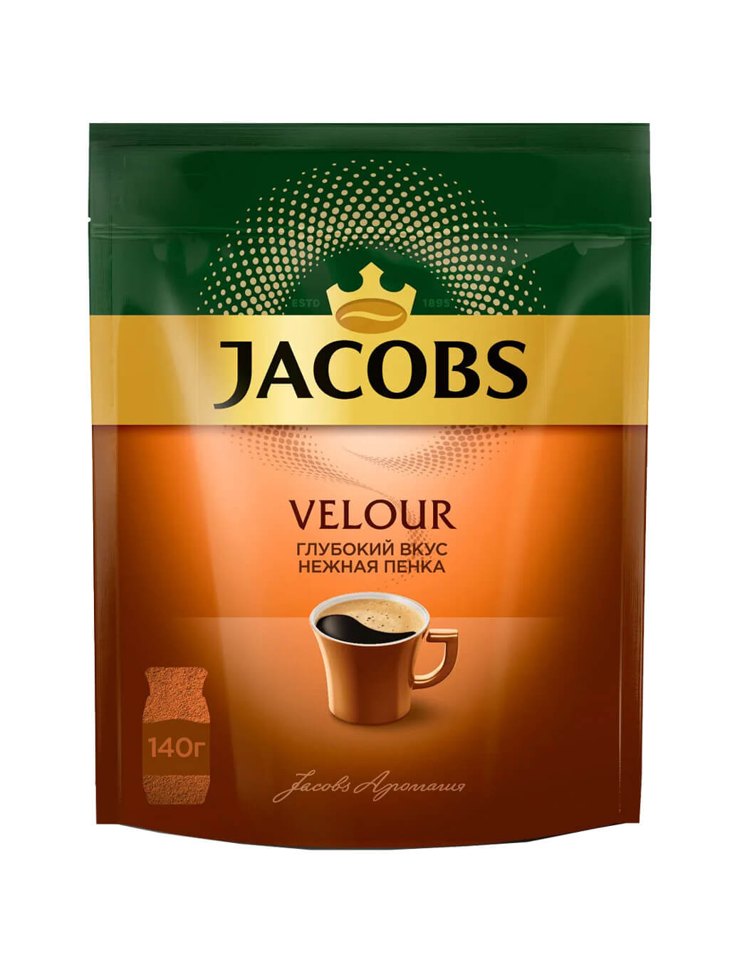 картинка Jacobs VELOUR Якобс Велюр Кофе растворимый 140 гр пакет