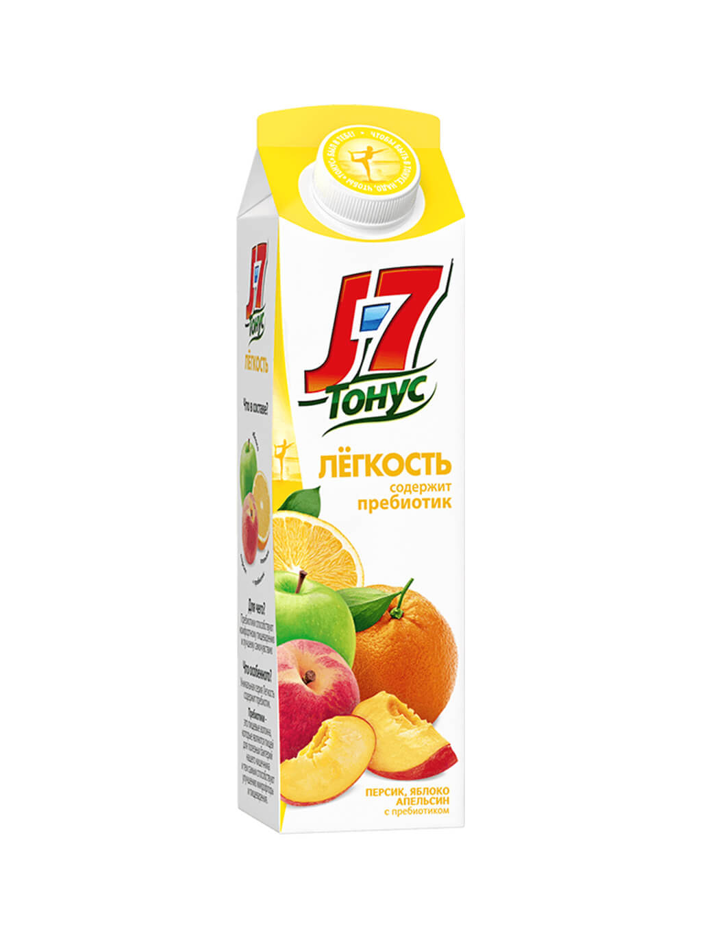 картинка Напиток сокосодержащий J7 Легкость с пребиотиком Персик-Яблоко-Апельсин 900 мл т/пак