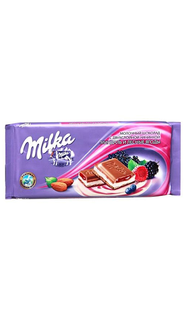 картинка Милка Шоколад 90г. Миндаль и Лесные ягоды