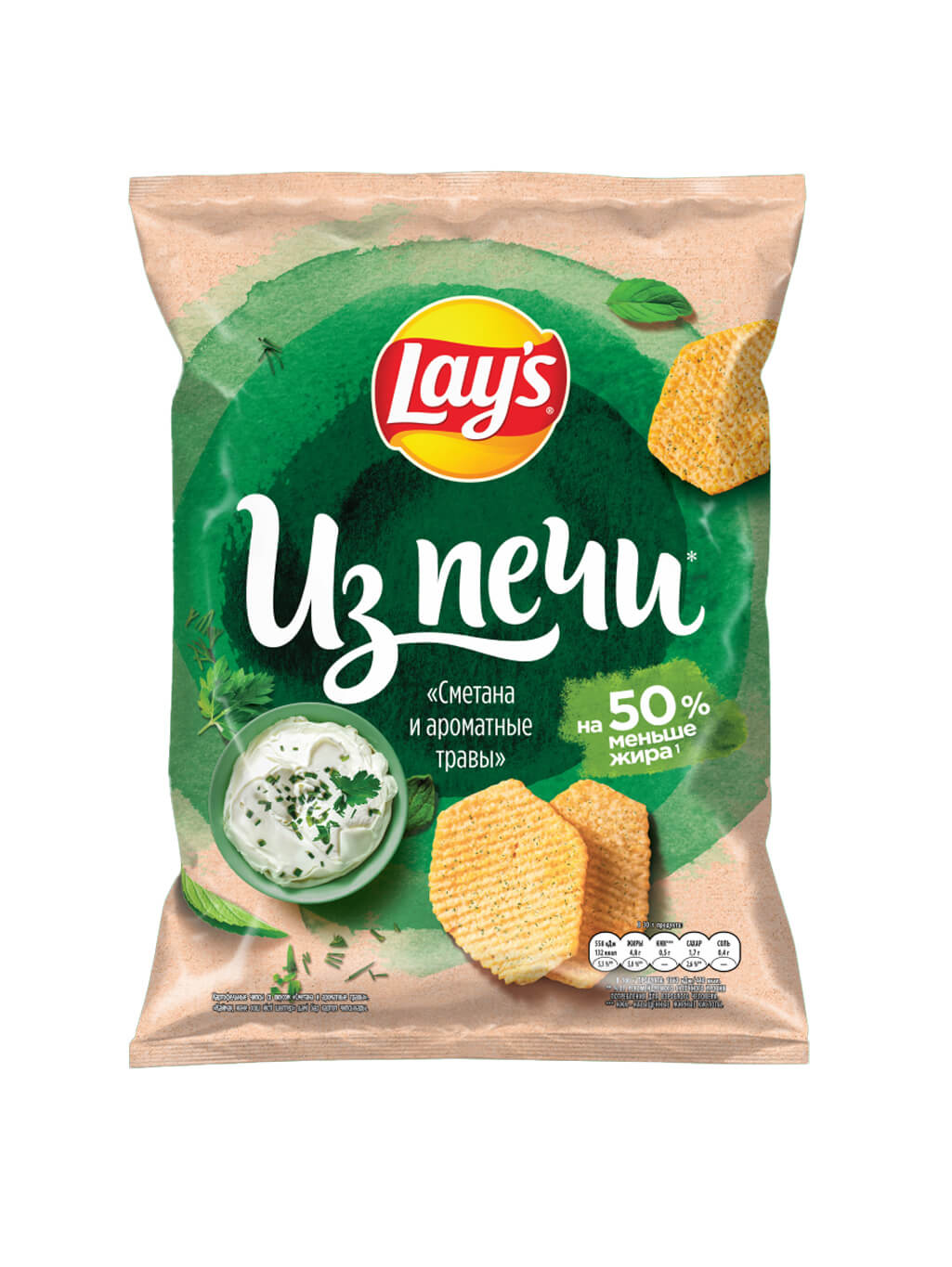 картинка Лэйс Lay's чипсы картофельные Из печи Сметана и ароматные травы 85 гр