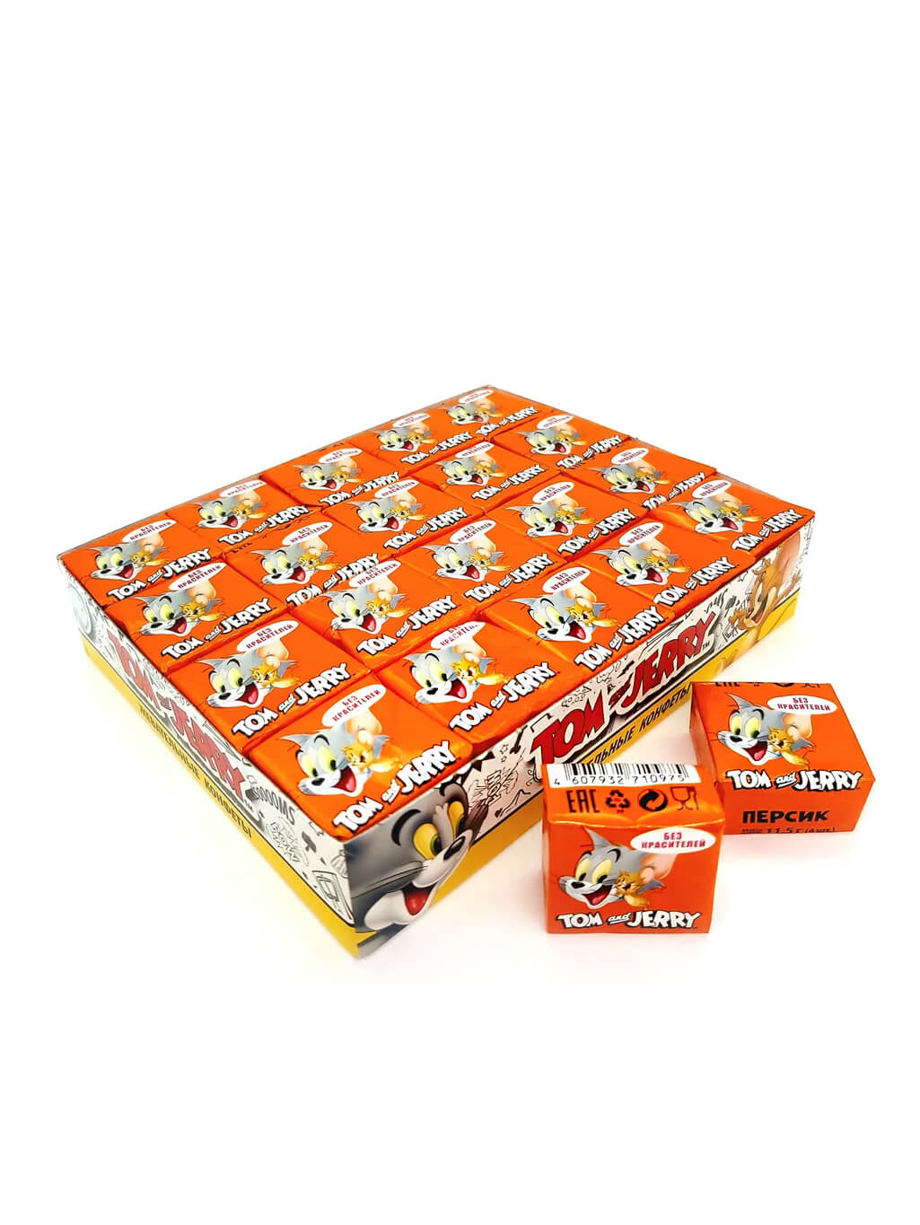 картинка Tom and Jerry конфеты жевательные со вкусом Персик 18*40*11.5г шоу-бокс