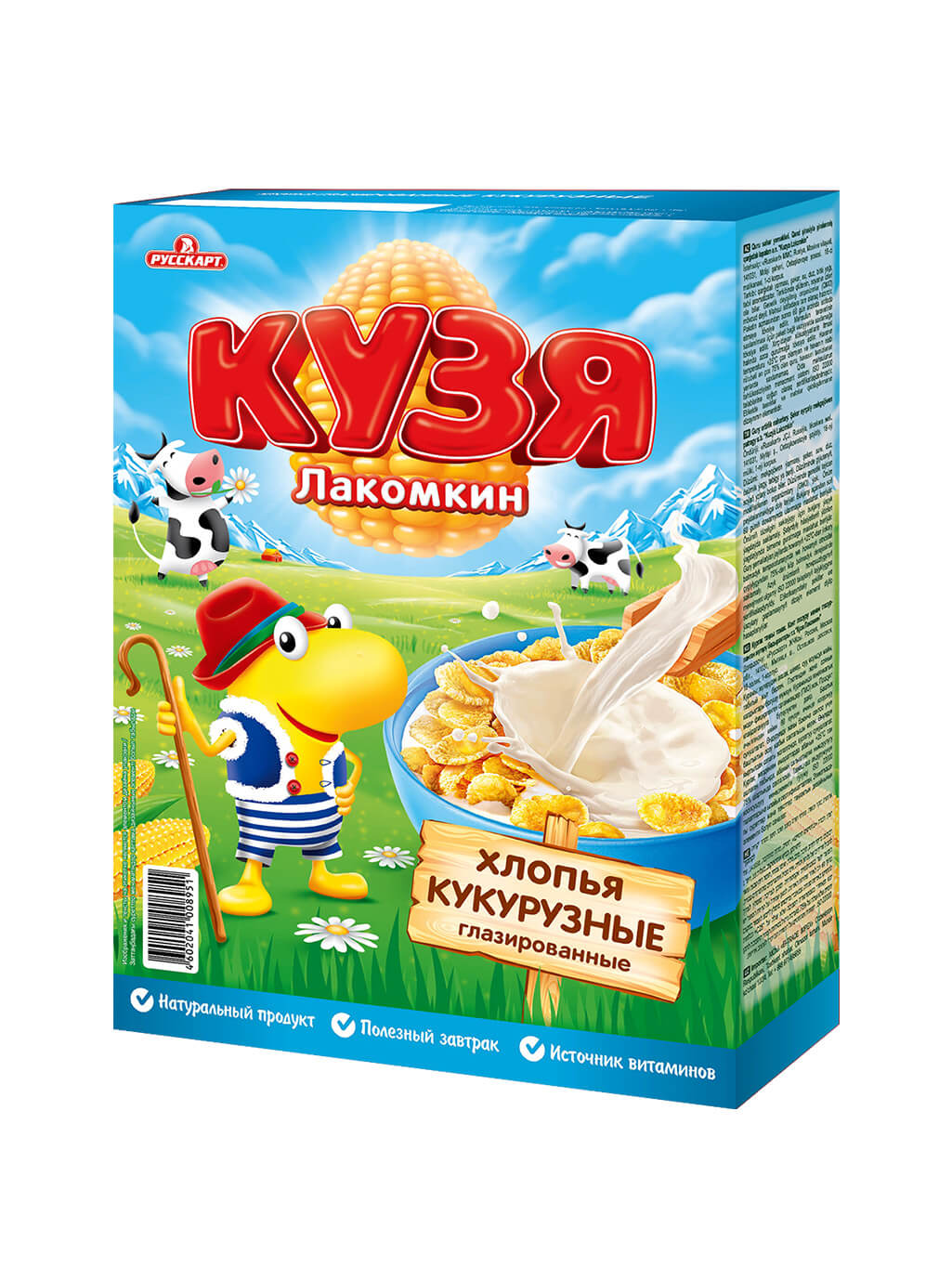 картинка Сухой завтрак Кузя Лакомкин кукурузные хлопья глазированные (250х8)