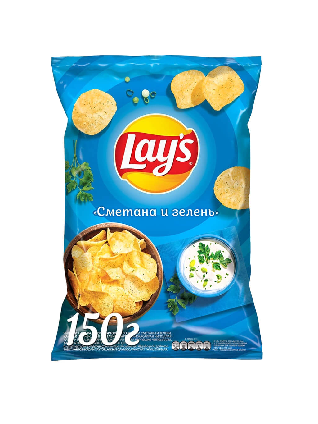 картинка Лэйс Lay's чипсы картофельные Сметана и зелень 150 гр