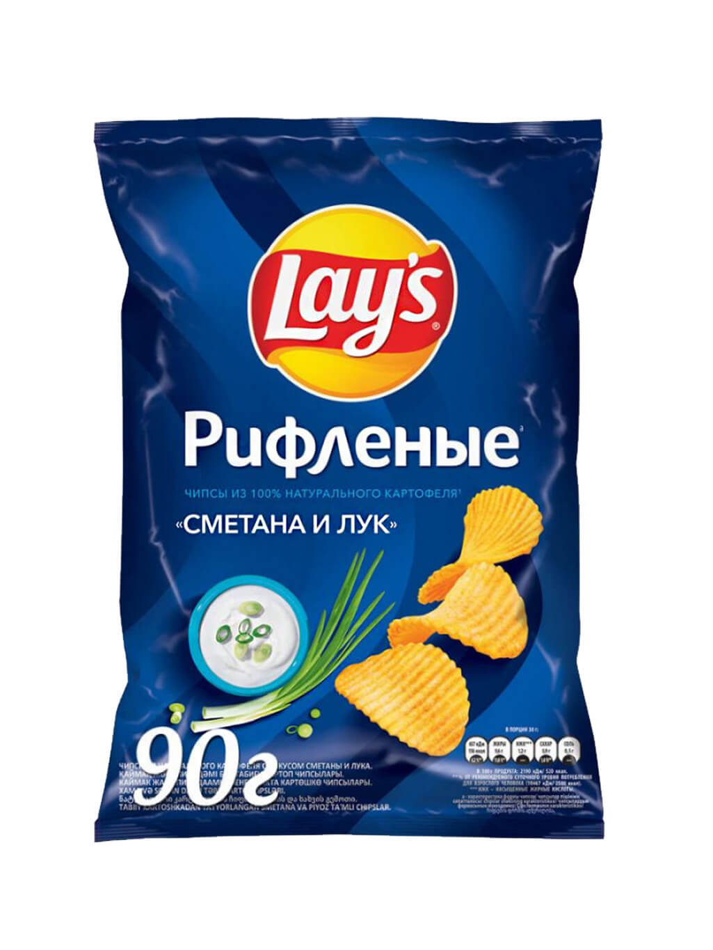 картинка Лэйс Lay's Рифленые чипсы картофельные Сметана и лук 90 гр