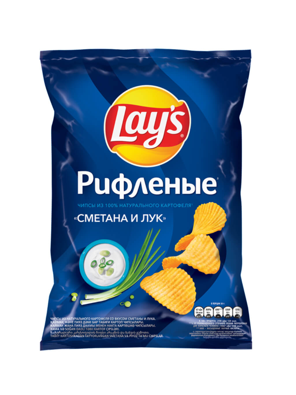 картинка Лэйс Lay's Рифленые чипсы картофельные Сметана и лук 50 гр