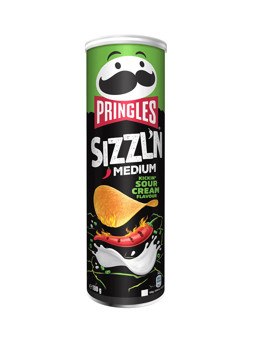 картинка Принглс Pringles чипсы картофельные Sizzl'n Medium Kickin' sour cream Ударная сметана 180 гр