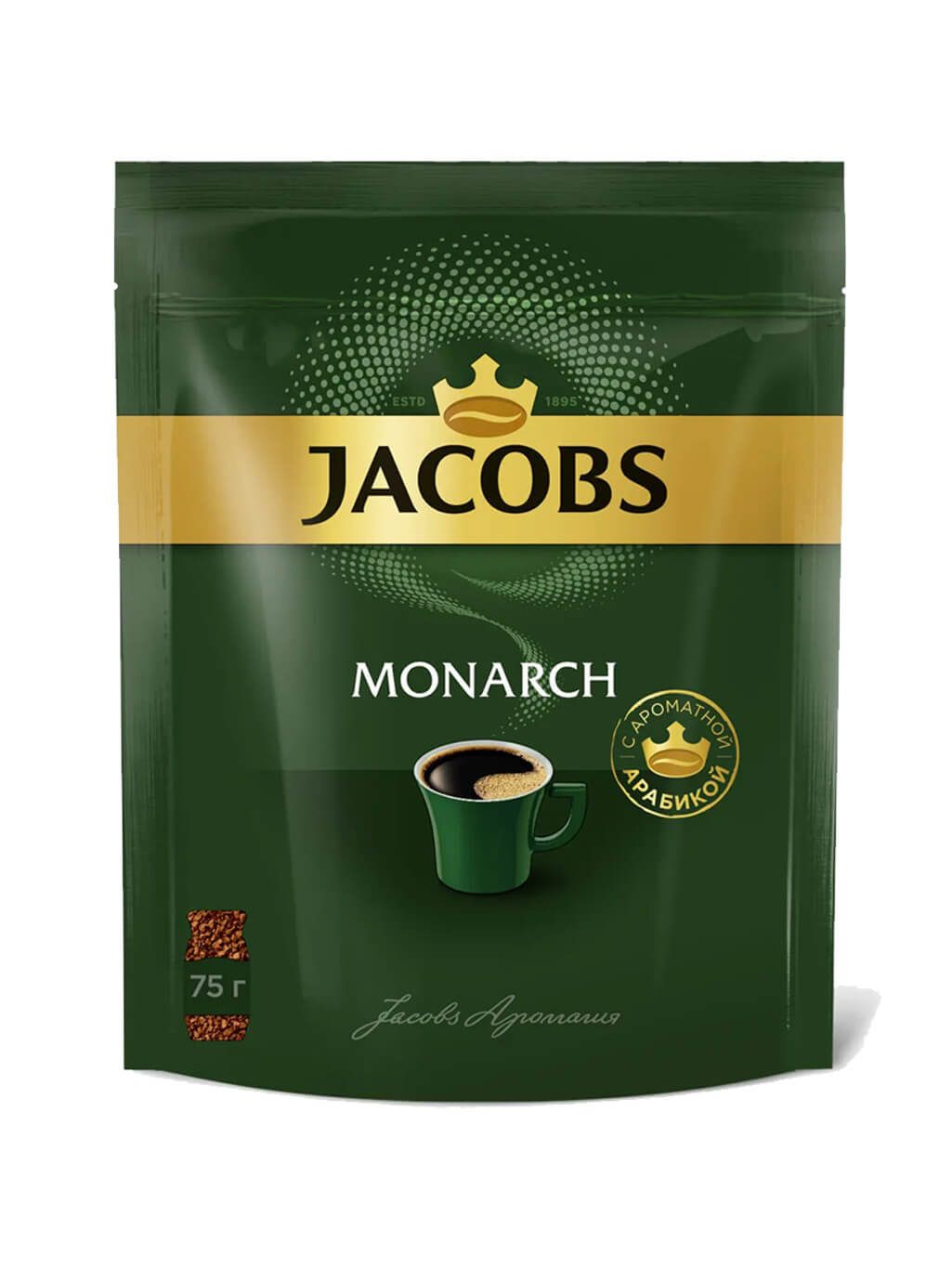 картинка Jacobs MONARCH Якобс МОНАРХ Кофе растворимый 75 гр пакет