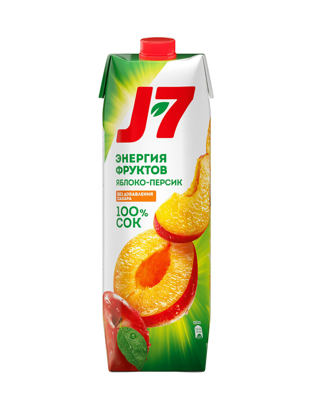 картинка Сок J7 Энергия фруктов Яблоко-персик без сахара 1 л т/пак