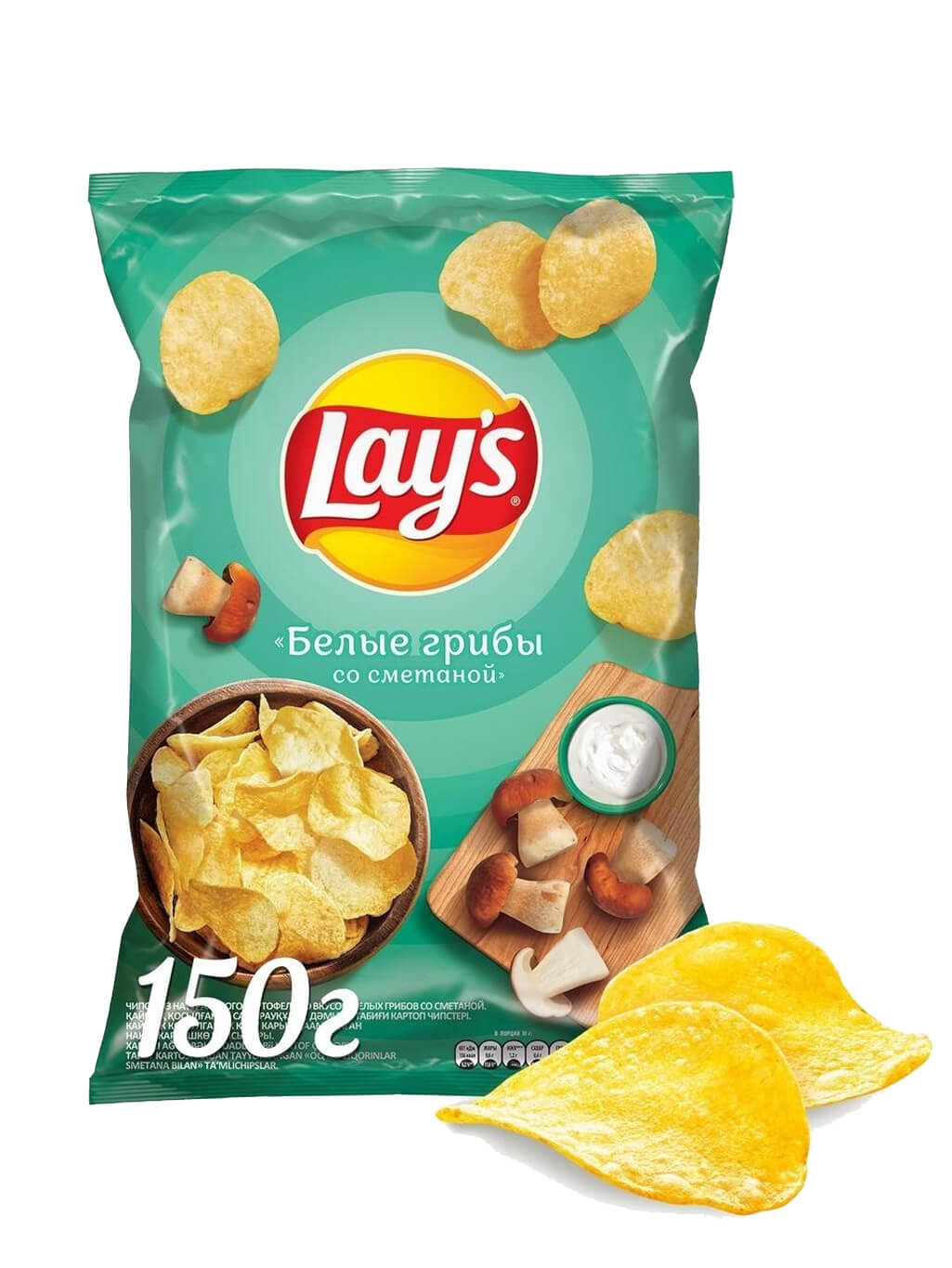 картинка Лэйс Lay's чипсы картофельные Белые грибы со сметаной 150 гр