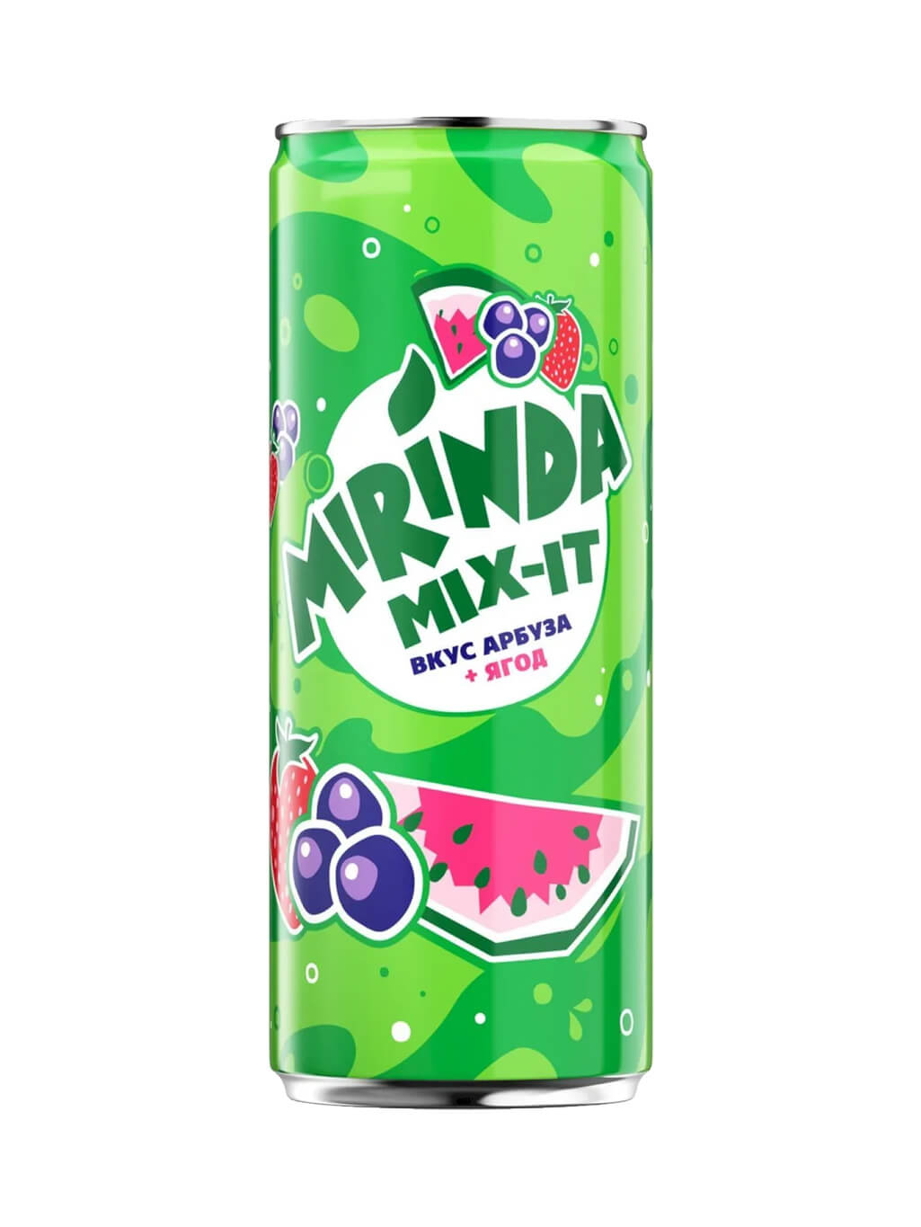 картинка Mirinda Mix-It Миринда Микс-Ит Арбуз и ягоды напиток сильногазированный 330 мл ж_б (12 штук)